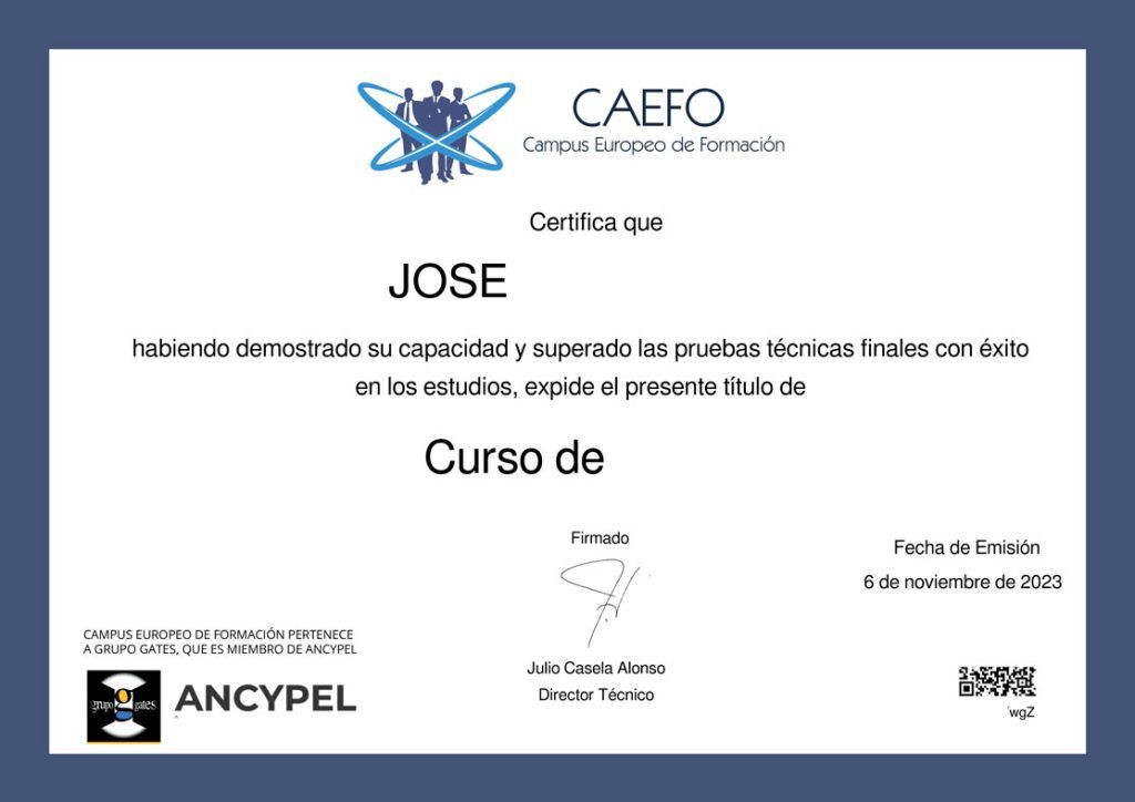 Certificado caefo